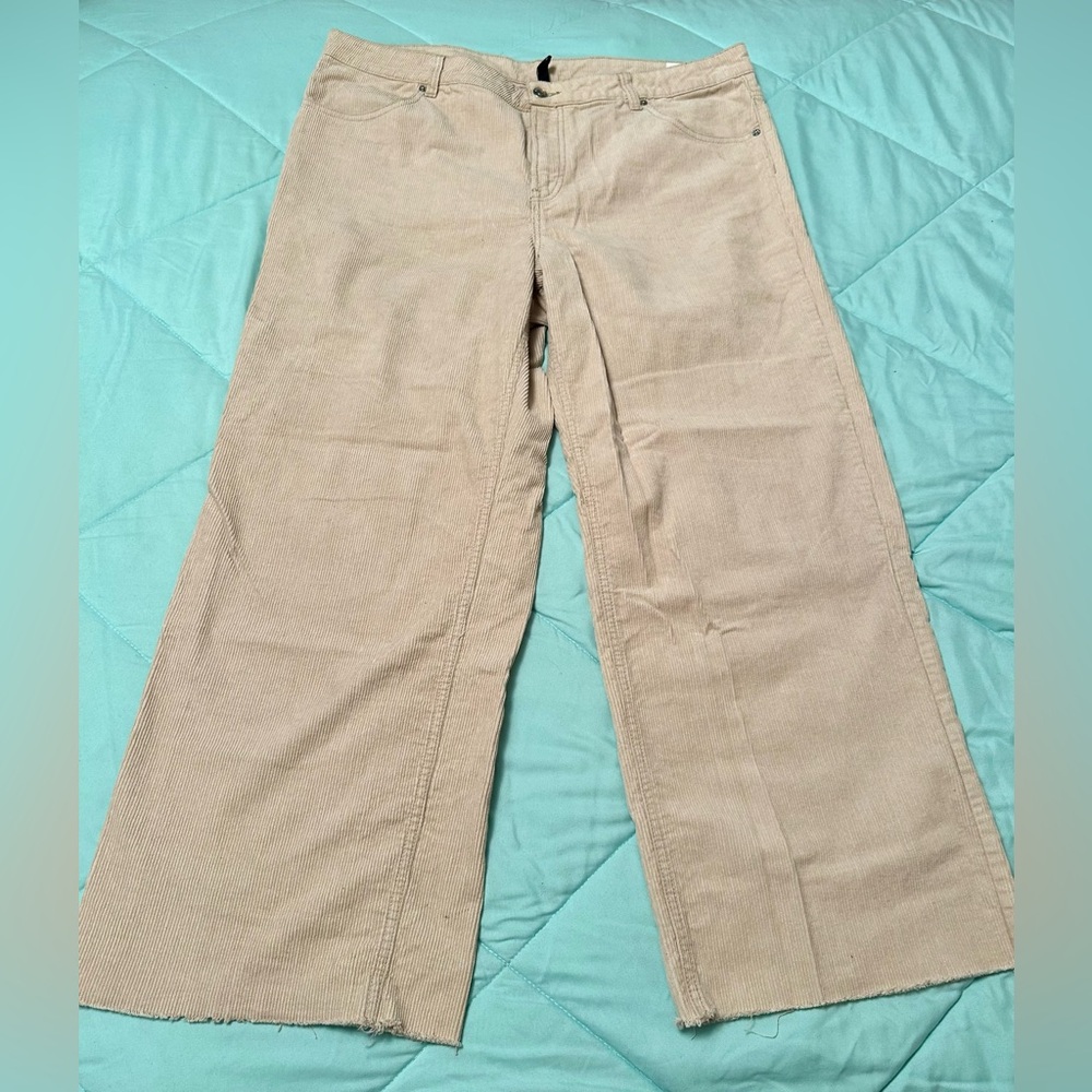 Divided by H&M Cream Corduroy Wide-Leg Pants